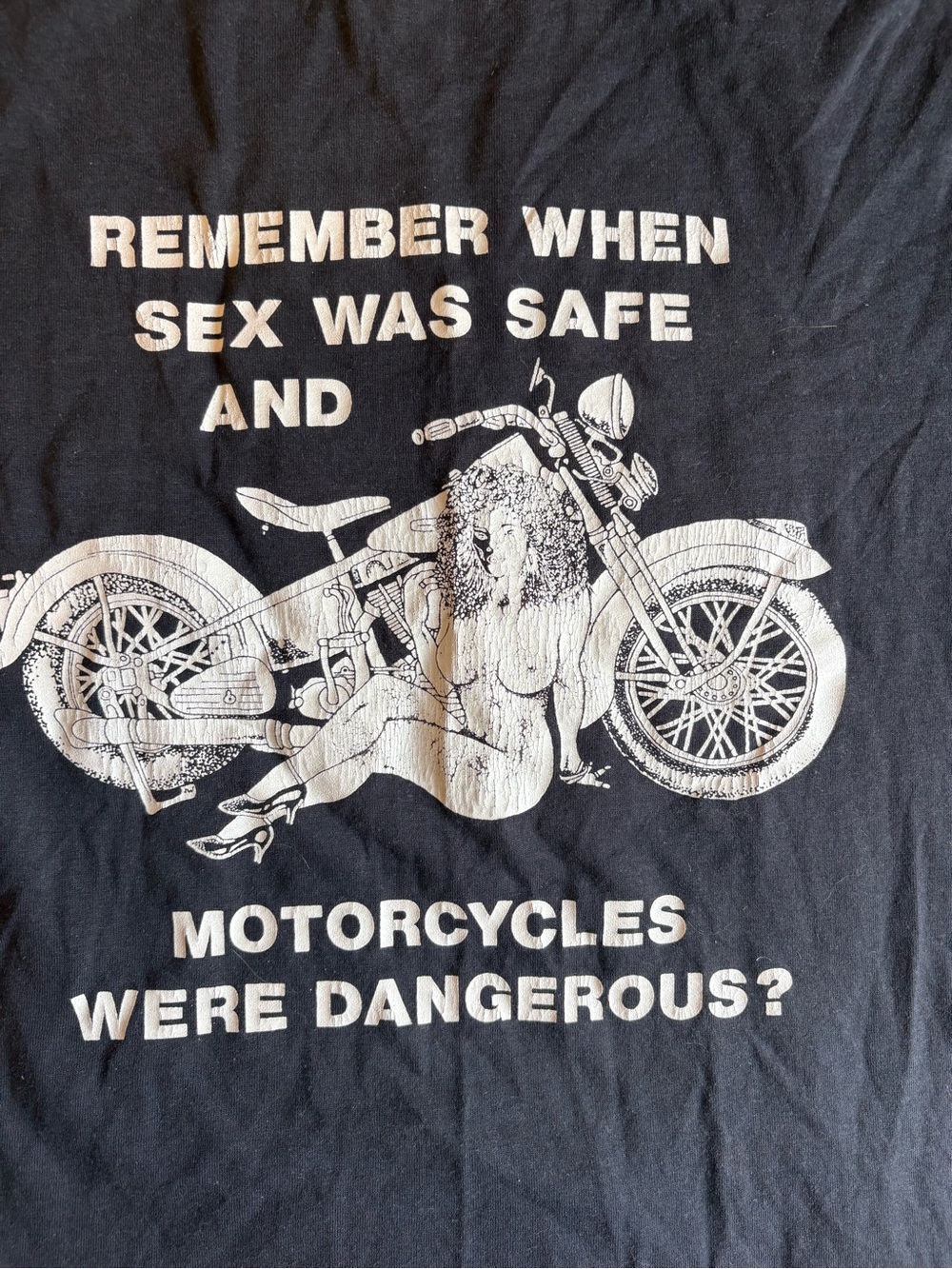 Black Graphic Tee with Vintage Motorcycle Print